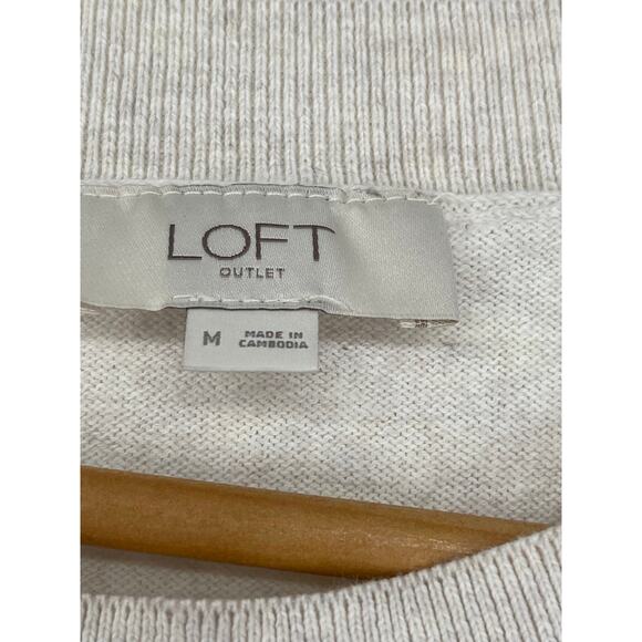 Loft Outlet Cotton Cream Novelty Bow Sweater‎ Size M Girl Coquette Soft Girl - Picture 4 of 4